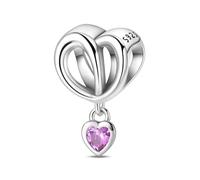 Fascino con perline a cuore intrecciato, autentico ciondolo con perline in argento Sterling 925, compatibile con per braccialetto Pandora