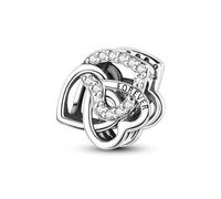 Fascino con perline incise a forma di cuore d'amore ad incastro, accessorio per braccialetto con ciondolo in argento Sterling 925, compatibile con collana per braccialetto Pandora, regalo per le donne
