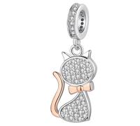 Fascino di Perline Ciondoli con Ciondolo a Forma di Gatto Adorabile Collana con Bracciale in Oro Rosa per Animali Domestici Gioielli Fai da Te da Donna Durable And Clever