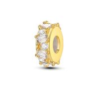 Fascino Distanziale Spina Zircone Quadrato Oro, Fascino per Braccialetto, Compatibile con Collana Braccialetto Pandora
