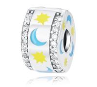 Fascino Glow Star & Moon Bead, Accessorio Braccialetto Fascino in Argento Sterling 925, Compatibile con Collana Braccialetto Pandora