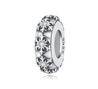Fascino in Gomma Fiocco di Neve Spina Distanziale Perlina, Accessorio Braccialetto Fascino in Argento Sterling 925, Compatibile con Collana Braccialetto Pandora
