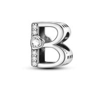 Fascino Lettera B e Cuore, Accessorio Braccialetto Fascino in Argento Sterling 925, Compatibile con Collana Braccialetto Pandora, Regalo per le Donne