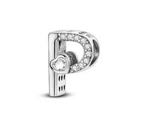Fascino Lettera P e Cuore, Accessorio Braccialetto Fascino in Argento Sterling 925, Compatibile con Collana Braccialetto Pandora, Regalo per le Donne