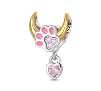 Fascino Moon Cat Paw Bead, Accessorio Braccialetto Fascino in Argento Sterling 925, Compatibile con Collana Braccialetto Pandora, Regalo per le Donne