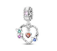 Fascino Ornamento Goccia D'amore a Forma di Cuore, Accessorio Braccialetto Fascino Placcato Argento, Compatibile con Collana Braccialetto Pandora, Regalo per le Donne