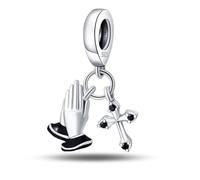 Fascino per le mani di preghiera, accessorio per braccialetto con ciondolo in argento Sterling 925, compatibile con collana per braccialetto Pandora, regalo per le donne