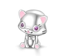 Fascino Perline Gatto, Accessorio Braccialetto Fascino in Argento Sterling 925, Compatibile con Collana Braccialetto Pandora, Regalo per le Donne
