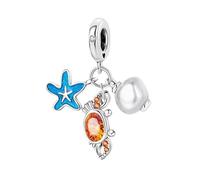 Fascino Stella Marina, Granchio e Perla, Accessorio Braccialetto Fascino in Argento Sterling 925, Compatibile con Collana Braccialetto Pandora, Regalo per le Donne