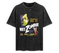 FAseINEE Bela Lugosi White Zombie Rob Cult Horror B-Movie T-Shirt Printed Tee Graphic Top for Men Black Shirt L