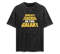 FAseINEE Best Teacher in The Galaxy T-Shirt Printed Tee Graphic Top for Men Black Shirt M