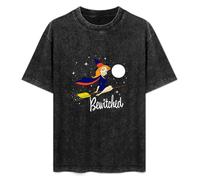FAseINEE Bewitched Cartoon Witch Retro TV Show Environ Mental T-Shirt Printed Tee Graphic Top for Men Black Shirt 3XL
