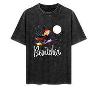 FAseINEE Bewitched Moonlight Series T-Shirt Printed Tee Graphic Top for Men Black Shirt XL
