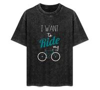 FAseINEE Bicycle I Want to Ride My Bike Mens Mountain Road BMX Hipster Fixie T-Shirt Printed Tee Graphic Top for Men Black Shirt XXL