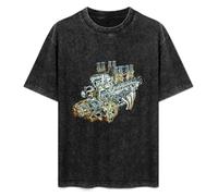 FAseINEE Big Block V8 Muscle Car Motor Garage Mechaniker T-Shirt Printed Tee Graphic Top for Men Black Shirt L