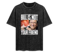 FAseINEE Bill Gates is Not Your Friend Conspiracy T-Shirt Printed Tee Graphic Top for Men Black Shirt M