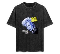 FAseINEE Billy Idol Whiplash Smile Album Cover T-Shirt Printed Tee Graphic Top for Men Black Shirt L