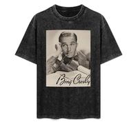 FAseINEE Bing Crosby Lean Pipe Signature Natural S/S Music T-Shirt Printed Tee Graphic Top for Men Black Shirt XL