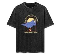 FAseINEE Bird Watching Goes Both Ways The Bourgeo Birds Aren't Real T-Shirt Printed Tee Graphic Top for Men Black Shirt 3XL