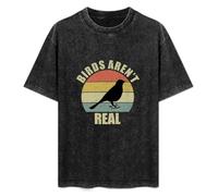 FAseINEE Birds Aren't Real Funny Government Conspiracy Joke Vintage T-Shirt Printed Tee Graphic Top for Men Black Shirt S