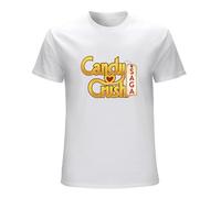 FAseINEE Candy Crush Saga Mens Casual T-Shirt White Tee M