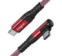Fasgear Cavo da USB C a USB C, 3 m 60 W tipo C a tipo C ad angolo retto 90 gradi, ricarica rapida PD compatibile con Galaxy S22 S21 S20 Mac-Book i-Pad Pro i-Pad Air (3 m, rosso)