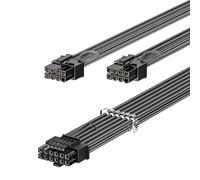 Fasgear Cavo di alimentazione PCIe 5.0 70cm - 16 pin (12+4) 12 VHPWR connettore per RTX 3090ti/4070ti/4070/4080/4090 a 2 x 8pin(6+2) PCI-e GPU Sleeved cavo compatibile con ASUS EV-GA Seasonic