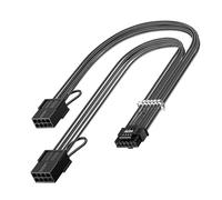 Fasgear Cavo di prolunga PCI-e 5.0 12 VHPWR (12 V-2 x 6), 16 (12 + 4) pin maschio a PCIE 5.0 2 x 8 (6 + 2) pin femmina sleeved extender cavo, cavo GPU per GeForce RTX 3090ti/4070/4080/4090(Nero)