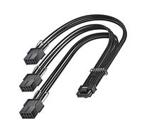 Fasgear Cavo di prolunga PCI-e 5.0, 16 pin (12+4) maschio a PCI-E 5.0 3x8 pin femmina con 4 pettini, cavo 12VHPWR da 30 cm compatibile per GPU RTX 4000 Series e 3090Ti (16AWG/nero)