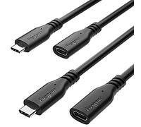 Fasgear Cavo di prolunga USB C: 10 Gbps USB C 3.1 Tipo C Cavo di prolunga da maschio a femmina Uscita video 4K compatibile per Thunderbolt 3 | Mac-Book Pro | Hub USB-C (confezione da 2, 50cm, Nero)