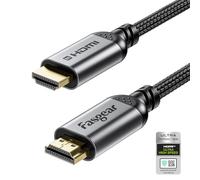 Fasgear Cavo HDMI 2.1 6,6ft 8K cavo HDMI certificato 48 Gbps nylon intrecciato 8K@60Hz 4K @120Hz HDCP 2.3 per eARC HDR10 3D Dolby compatibile con X-Box One / PS5 / A persone TV nero