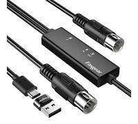 Fasgear Cavo MIDI USB C con adattatore da tipo C a USB, cavo 1,8m da tipo C a ingresso-uscita MIDI per tastiera musicale Piano a PC laptop, convertitore da MIDI a USB C per Windows, Android, Mac OS
