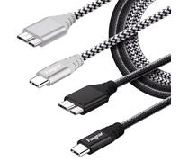 Fasgear Cavo USB da C a Micro B, 2 Pezzi Cavo Tipo C a Micro 3.0 Sincronizzazione Rapida 5 Gbps Sincronizzabile Compatibile con Toshiba Canvio, Galaxy S5 Note 3 e Altro (1m, Nero, Grigio)