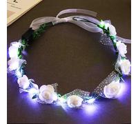 Fashband Coroncina con fiori a LED che si illuminano, corona per capelli, per festival, feste di Halloween, copricapo da donna (giallo)