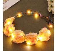 Fashband Ghirlanda luminosa per capelli con coroncina di fiori, accessorio per capelli per feste per donne e ragazze (giallo)