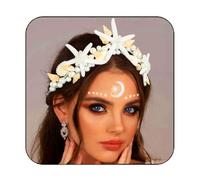 Fashband Tiare e corone da sposa in stile bohémien, con stella marina, corona dorata, fascia per capelli da sposa con stelle marine, spiaggia, copricapo da matrimonio per le donne