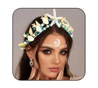 Fashband Tiare e corone da sposa in stile bohémien con stelle marine, conchiglie dorate, cerchietti per capelli da sposa a forma di stella marina da spiaggia per matrimonio, Perla Rivestimento Perla