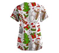 Fasheepfa Maglietta da donna con scollo a V, maglietta da donna con maniche per infermiere del Regno Unito, camicetta a tunica top per assistenti, uniforme per Halloween, cosplay, clinica, cameriera