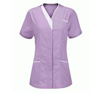 Fasheepfa Maglietta da donna con scollo a V, maglietta da donna con maniche per infermiere del Regno Unito, camicetta a tunica top per assistenti, uniforme per Halloween, cosplay, clinica, cameriera