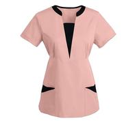 Fasheepfa Maglietta da donna con scollo a V, maglietta da donna con maniche per infermiere del Regno Unito, camicetta a tunica top per assistenti, uniforme per Halloween, cosplay, clinica, cameriera