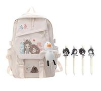 Fasheepfa Mo Dao Zu Shi - Set di zaino e 4 penne gel, stampa anime, casual, zaino impermeabile con ciondolo a forma di anatra, zaino per la scuola per studenti, Tipo 19, 35x17x45cm, Pratico