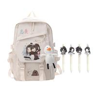 Fasheepfa Mo Dao Zu Shi - Set di zaino e 4 penne gel, stampa anime, casual, zaino impermeabile con ciondolo a forma di anatra, zaino per la scuola per studenti, Tipo 12., 35x17x45cm, Pratico