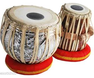FASHERATI MUSICALS Tabla Set Brass Chrome Plated Bayan, 3 kg Tabla Legno Sheesham Dayan 4 kg/ Designer Tabla set
