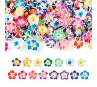 FASHEWELRY 120 perline Plumeria a forma di fiore, in argilla polimerica, perline sfuse, distanziatori, cabochon sfusi con retro piatto, per la creazione di bracciali, collane, gioielli