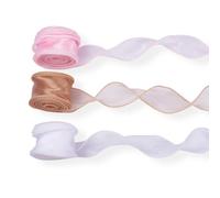 FASHEWELRY 3 rotoli di nastro in organza da 40 mm in chiffon trasparente con filo metallico, per fai da te, fiocchi, artigianato, bouquet di fiori, ghirlande, decorazioni per avvolgere