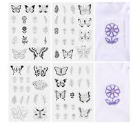 FASHEWELRY 70 modelli di stabilizzatori per cucito a mano, stabilizzatori solubili in acqua, carta da ricamo a strappo, con farfalla, fiore, foglia, per amanti del cucito a mano, principianti