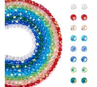 FASHEWELRY 760 perline di vetro sfaccettate color arcobaleno rotonde placcate in vetro trasparente per braccialetti di Natale, collane e gioielli