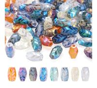 FASHEWELRY 80 perline di vetro trasparente elettroplaccate sfaccettate, perline ovali di cristallo, con motivo a frecce, per orecchini fai da te, bracciali, creazione di gioielli