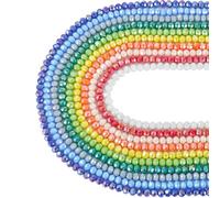 FASHEWELRY - 800 pezzi di perline di vetro sfaccettate a forma di rondelle placcate in colore AB, 6x5 mm, perline di cristallo opache per bigiotteria fai da te, braccialetti, orecchini, collane e