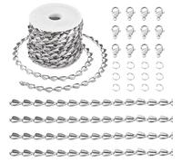 FASHEWELRY Catena a maglie a forma di cuore in acciaio inossidabile da 5 m, non saldata, con chiusura a moschettone, anello di salto per fai da te, kit per la creazione di gioielli da donna, 9 x 5,5 x